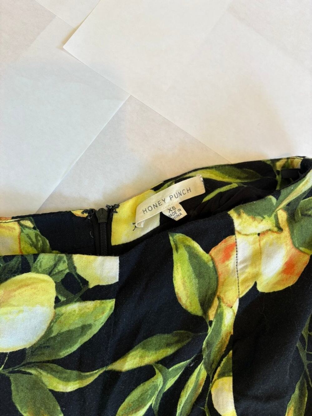 Honey Punch Lemon Print Two Piece Top & Shorts Set XS